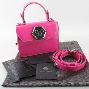 Philipp Plein Small Superheroine Pink Patent Leather Handbag